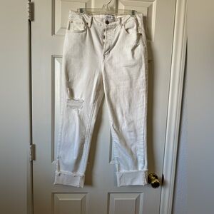 AND NOW THIS - White Distressed Women's Jeans - Casual High-Rise Fit